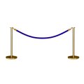 Montour Line Stanchion Post and Rope Kit Pol.Brass, 2 Flat Top 1 Blue Rope C-Kit-2-PB-FL-1-PVR-BL-PB